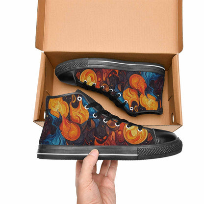 WOMEN'S Fire Flame High Top Canvas Cottagecore Custom Shoes