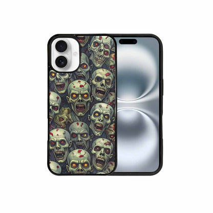 iPhone 16 Plus Case — Zombie Head Pattern Hundreds Of Small, Custom Made Phone Cover
