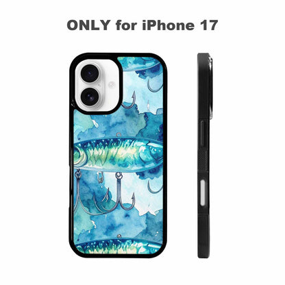 iPhone 17 Case — Fishing Lure And Hook Watercolor Abstract, Customized Protective Case