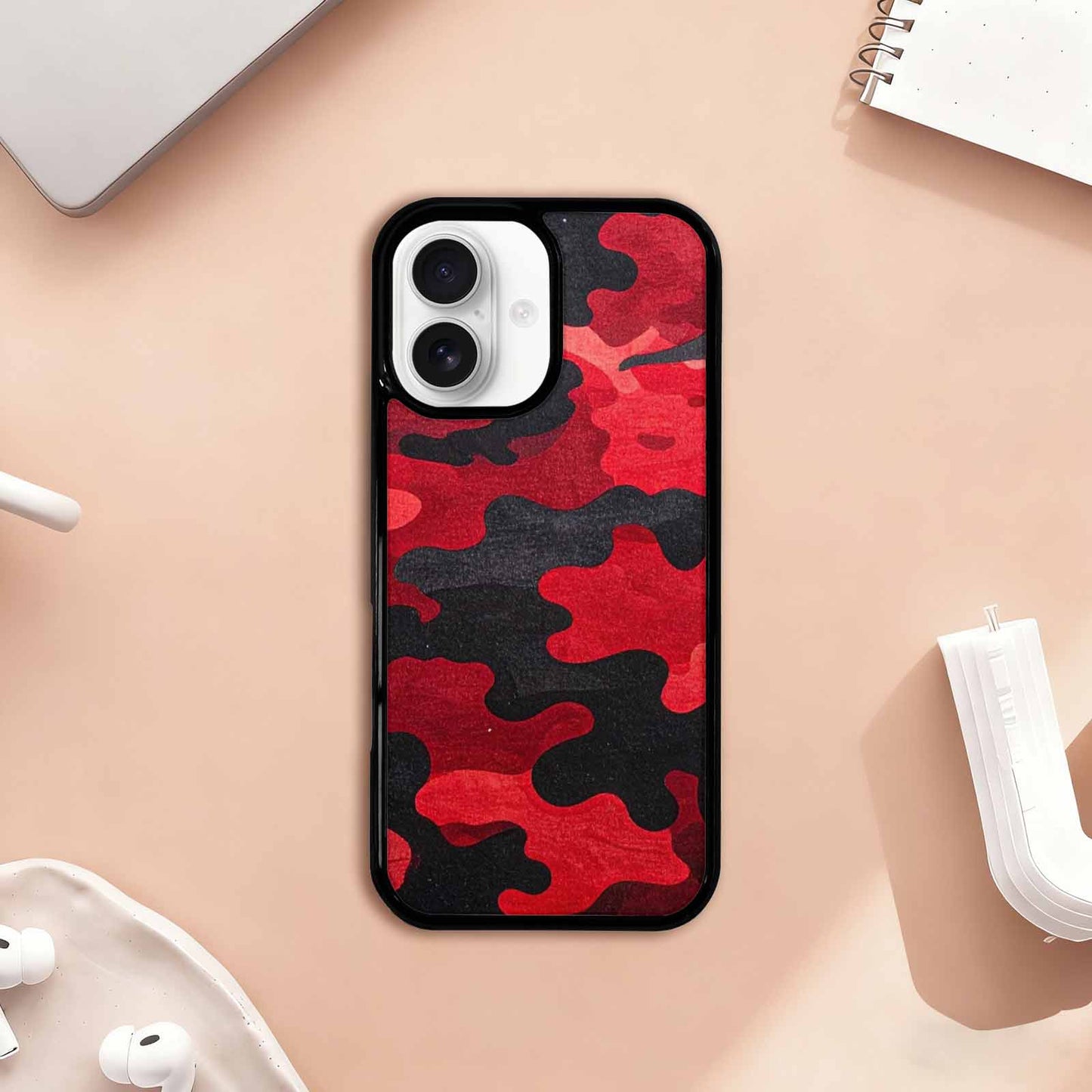 iPhone 17 Case — Tactical Camo Red Black Custom Camo, Custom Made Phone Cover