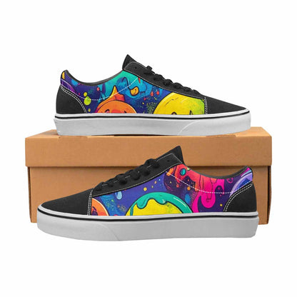 WOMEN'S Yellow Smiley Face Canvas Lace-Up Dark Academia Sneakers