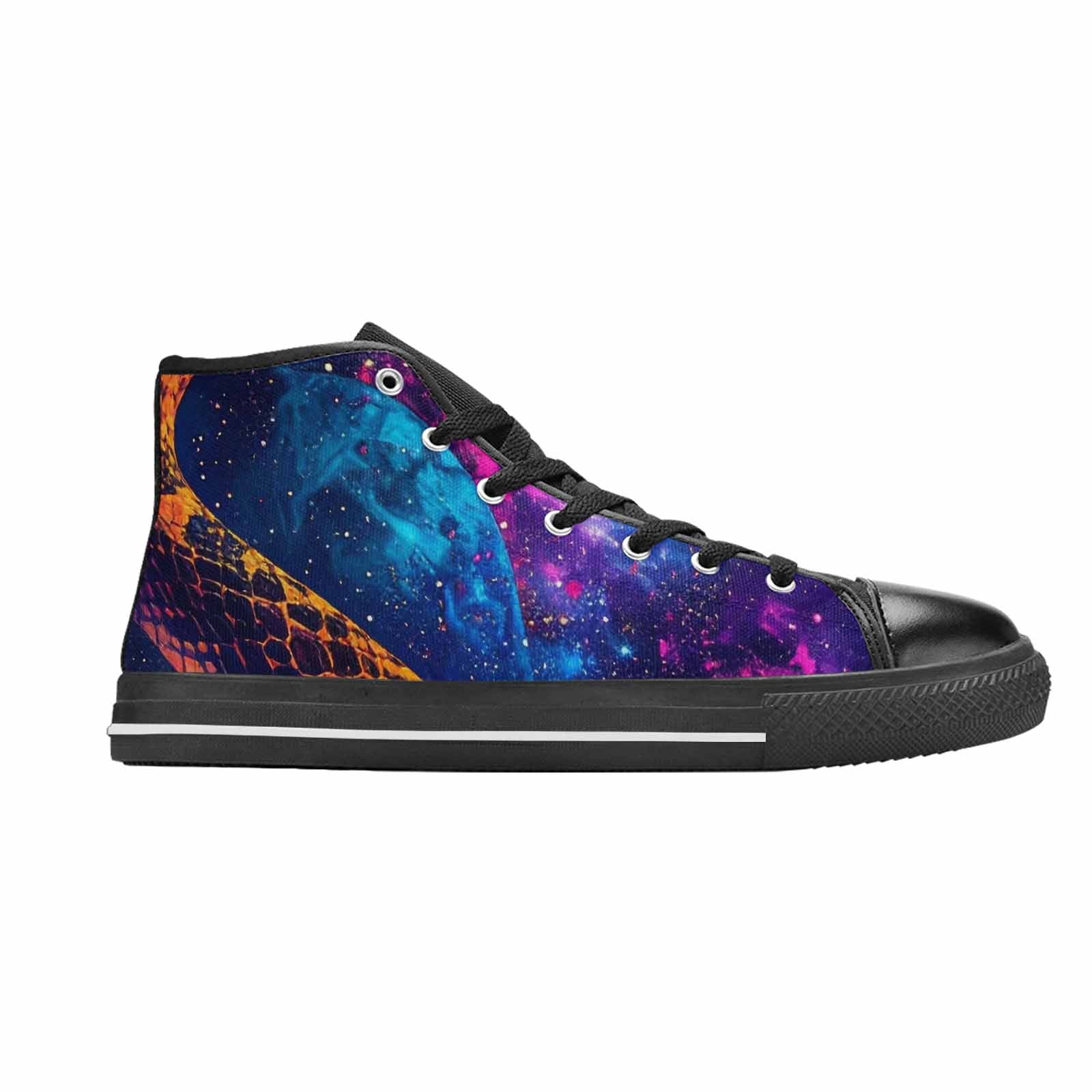 WOMEN'S Galaxy Snake Print High Top Canvas Surreal Sneakers