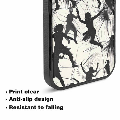 iPhone 15 Plus Case — Bold Dancing Figure Line Art Pattern, Customized Protective Case
