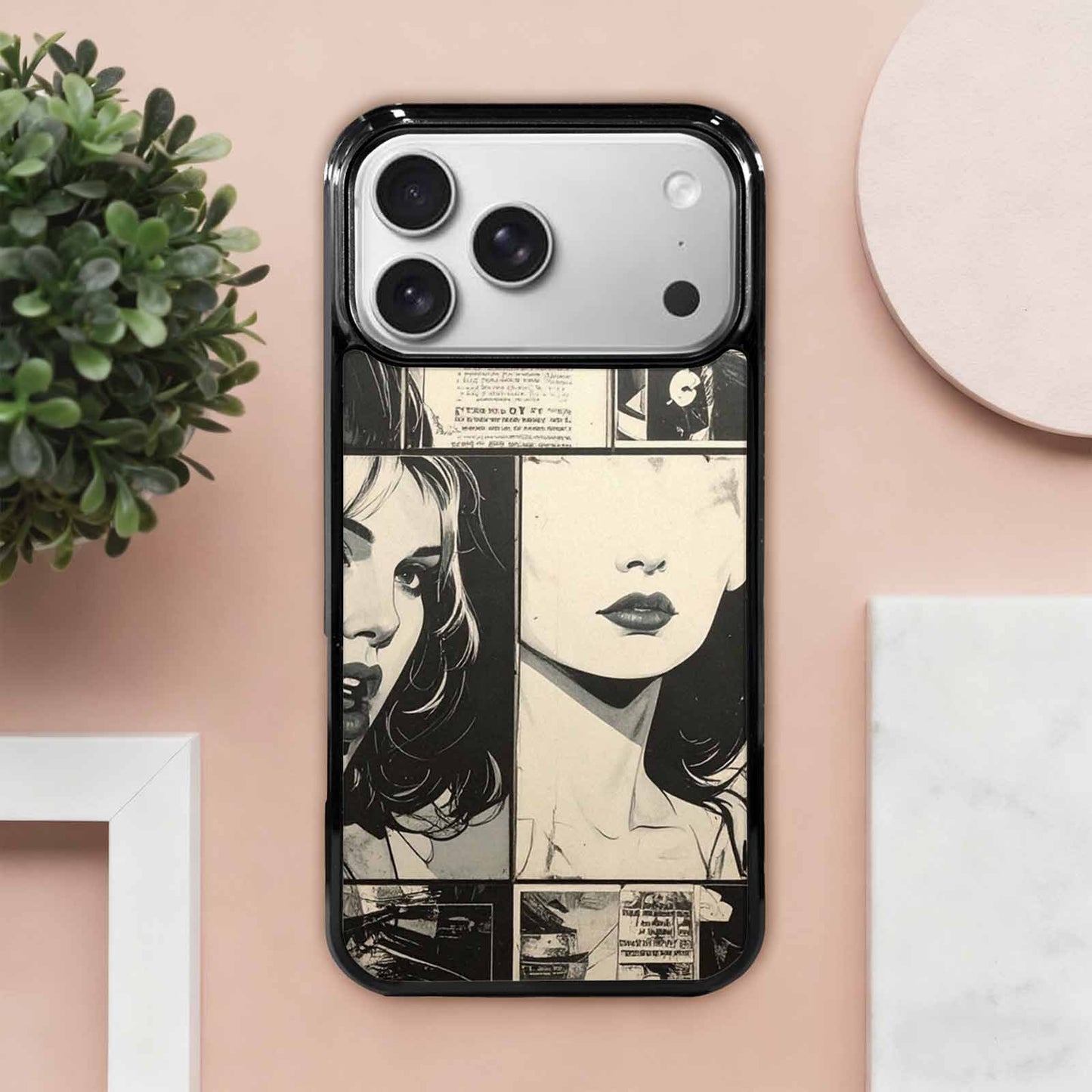 iPhone 17 Pro Max Case — Black And White Solid Retro Vintage, Original Design Phone Case