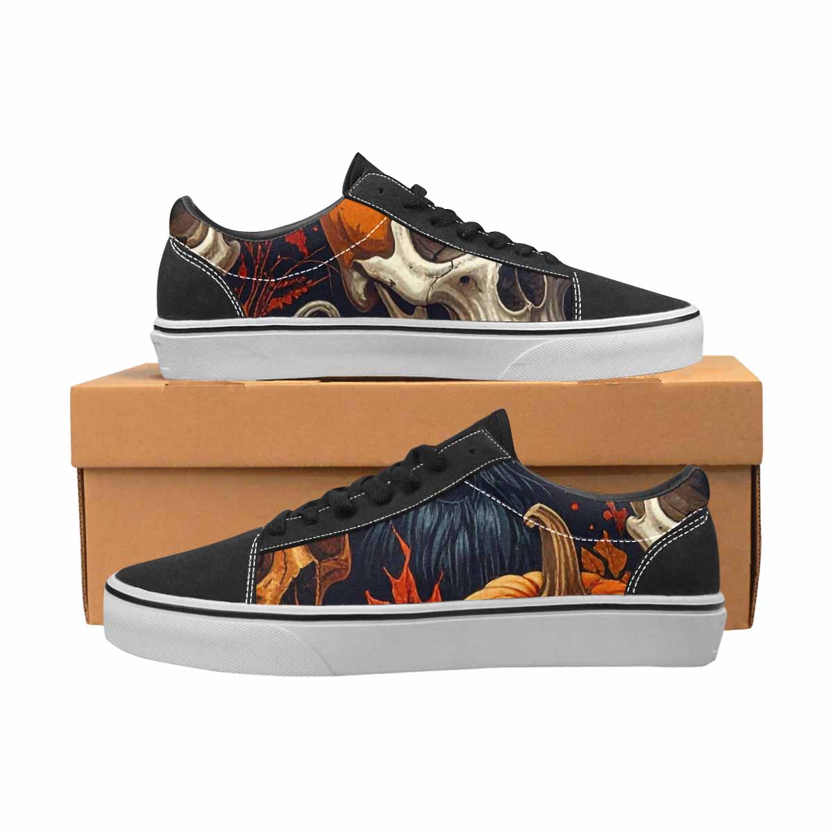 WOMEN'S Halloween Skulls Pumpkins Canvas Lace-Up Cottagecore Shoes