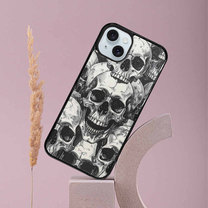 iPhone 15 Plus Case — Tessellated Human Skulls Custom, Unique Phone Case Design