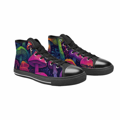 MEN'S Psychedelic Mushroom High Top Canvas Dark Academia Custom Sneakers