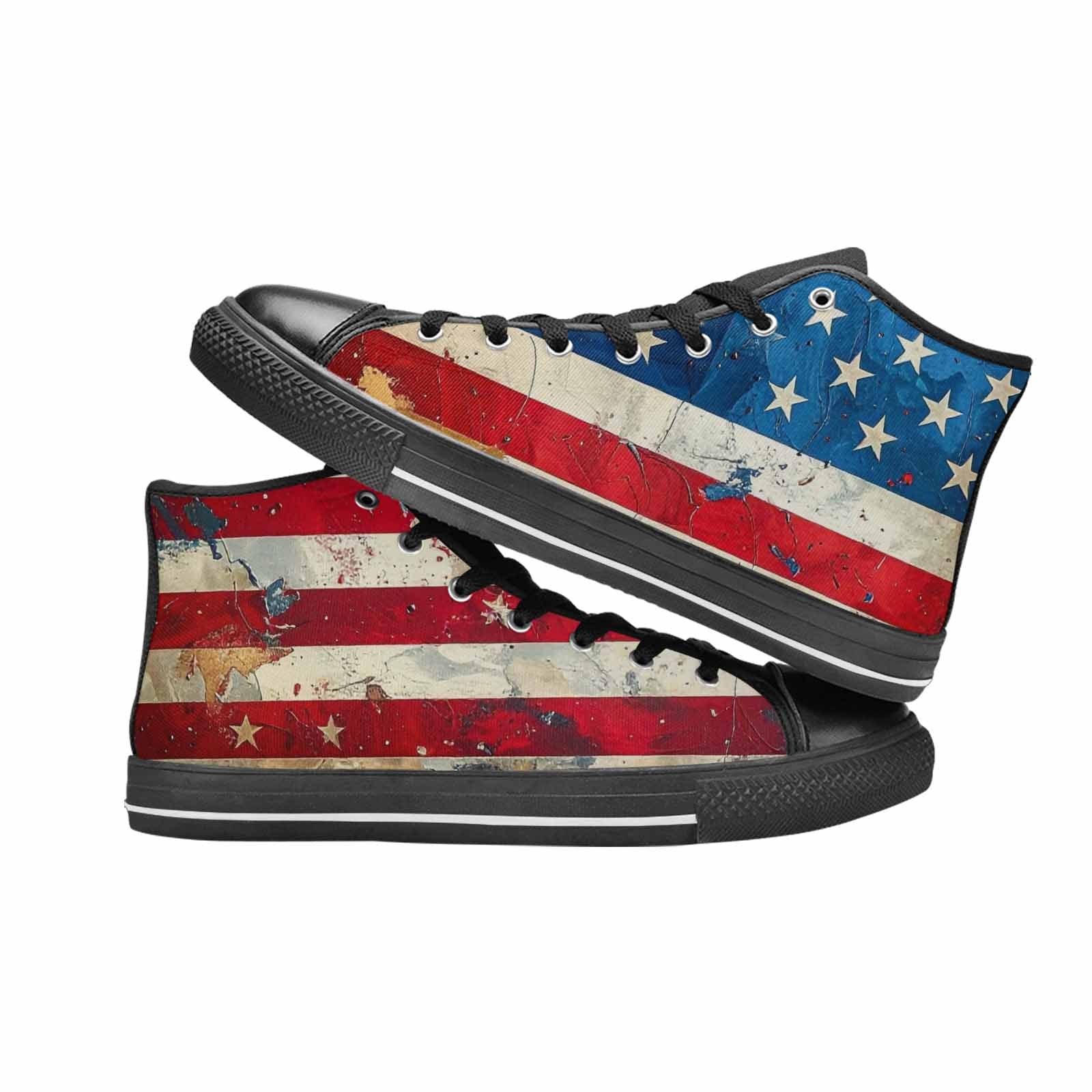 MEN'S American Flag Stars High Top Canvas Surreal Custom Shoes
