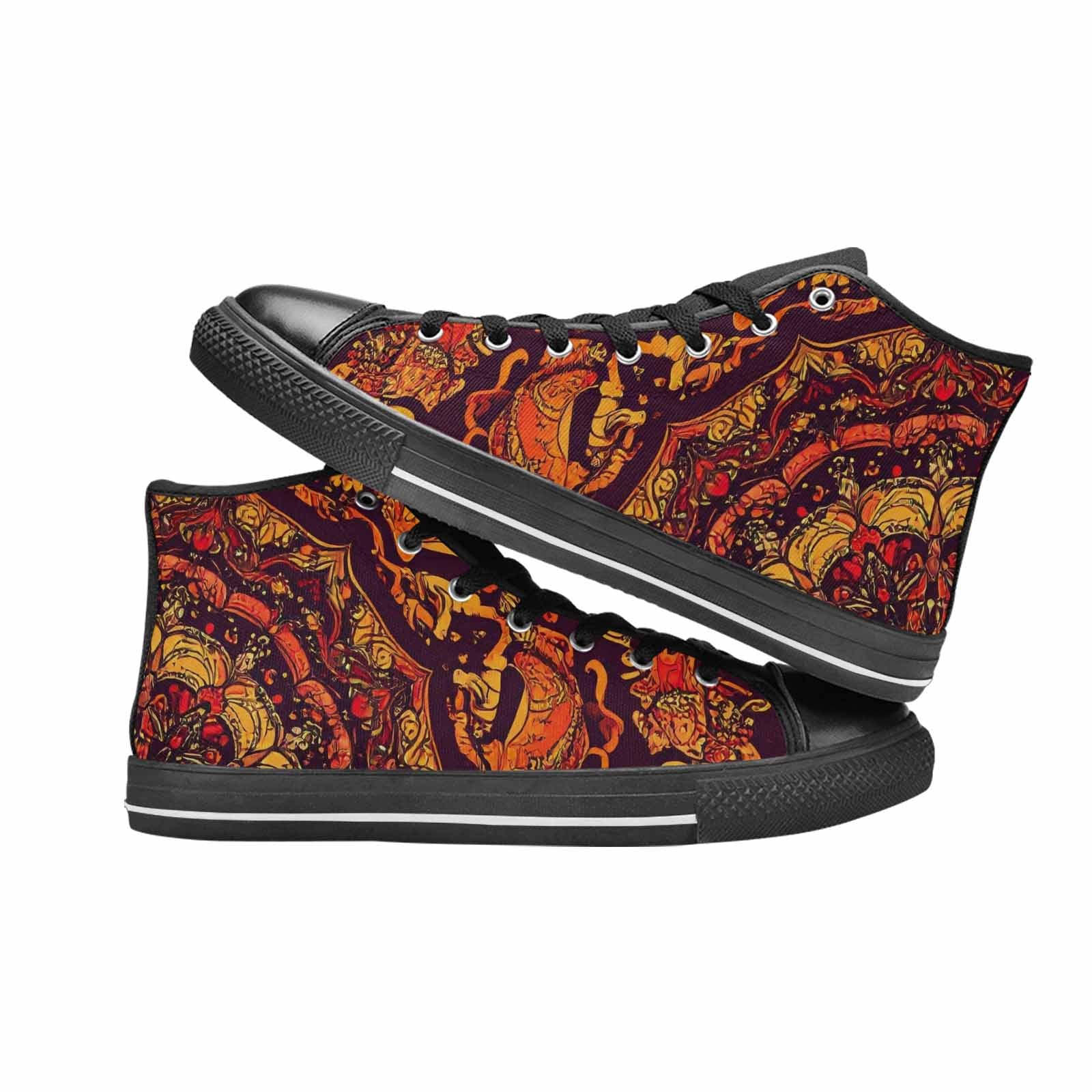 MEN'S Mandala Lions High Top Canvas Vibrant Chaos Sneakers