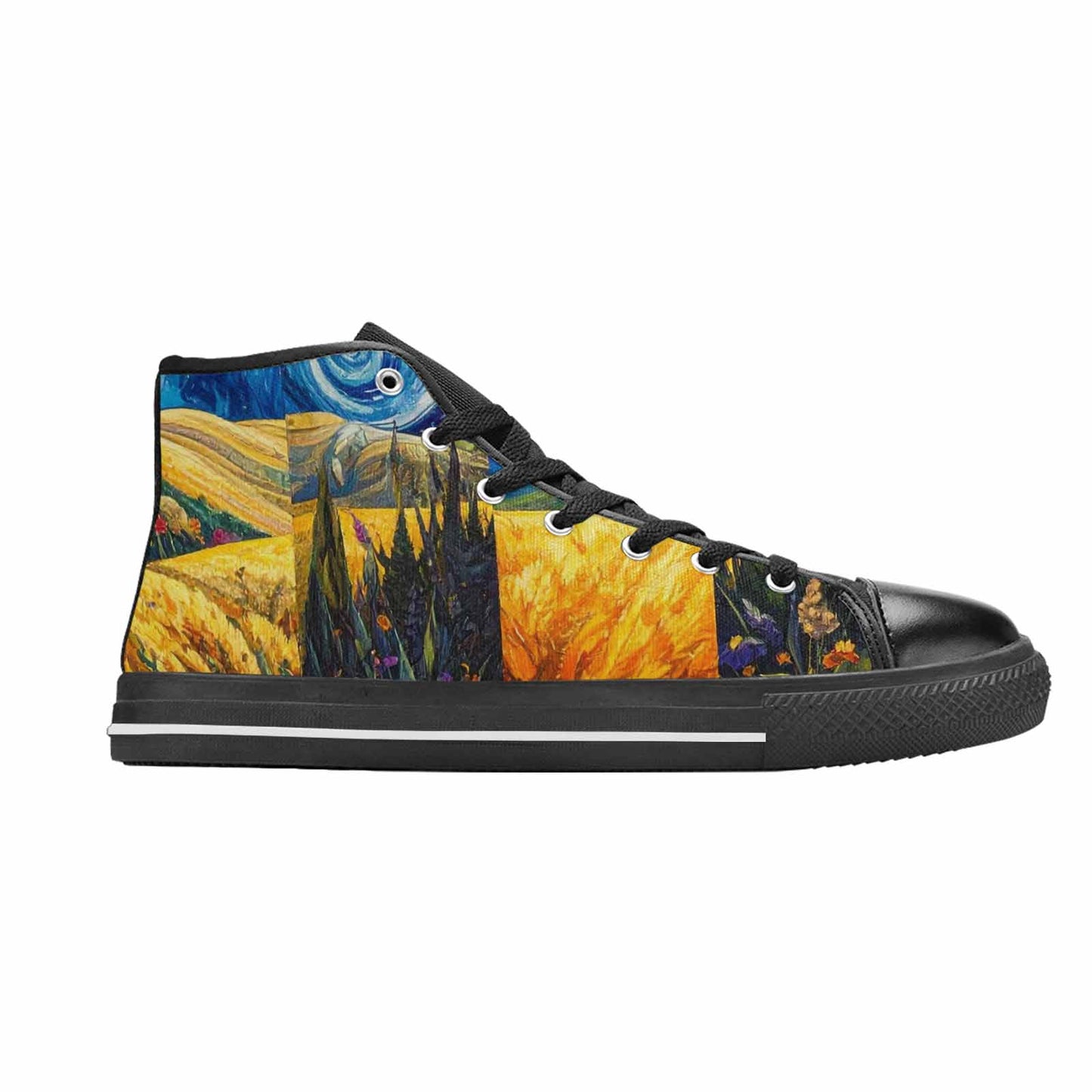 MEN'S Van Gogh-Style Swirl High Top Canvas Dreamcore Custom Sneakers