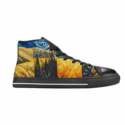 MEN'S Van Gogh-Style Swirl High Top Canvas Dreamcore Custom Sneakers