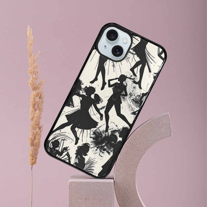 iPhone 15 Plus Case — Bold Dancing Figure Line Art Pattern, Custom Designed Case Cover