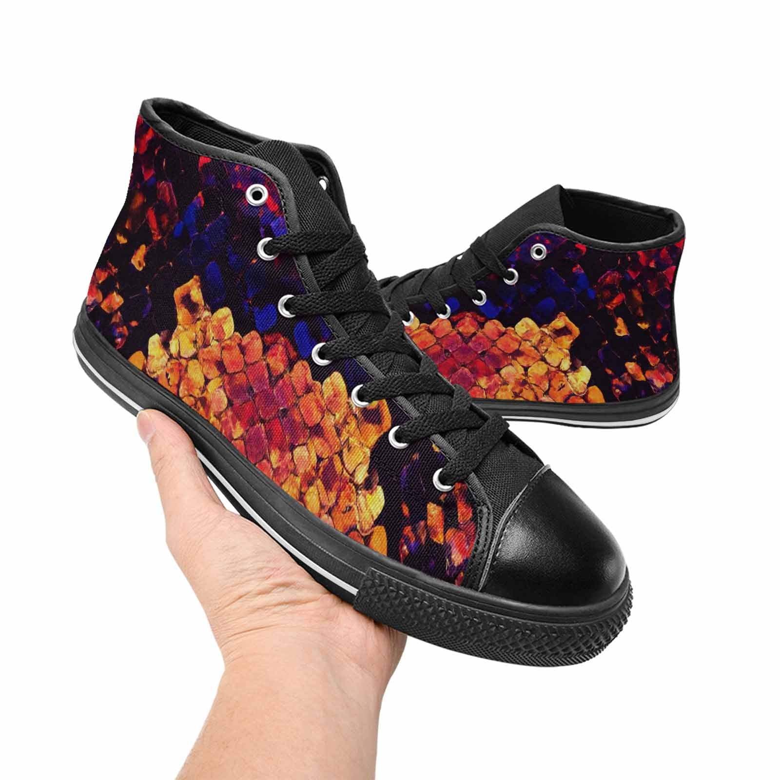 MEN'S Dark Snake Print High Top Canvas Grunge Sneakers