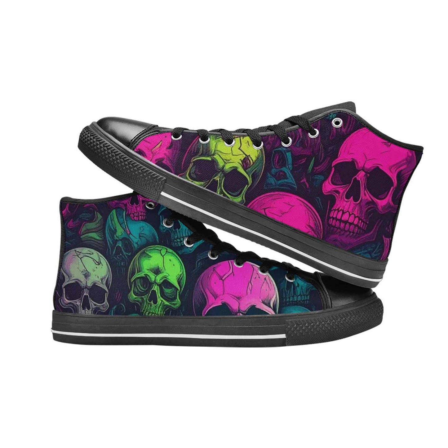 WOMEN'S Skulls - Neon High Top Canvas Dark Academia Shoes