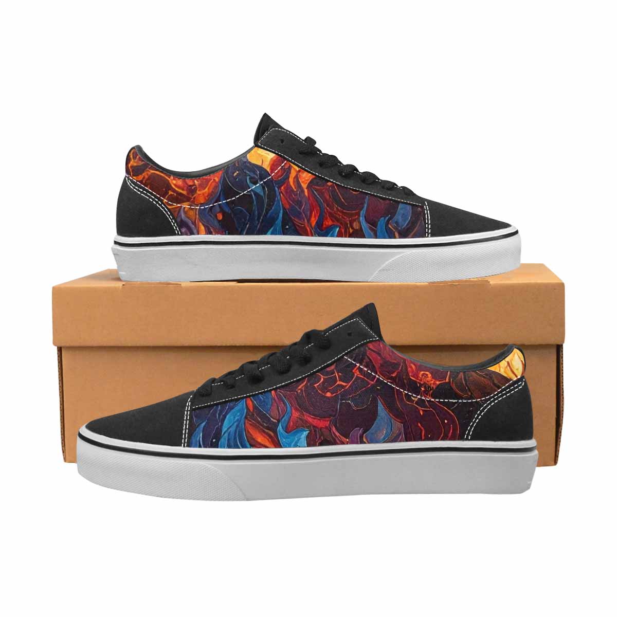 MEN'S Fire Flame Canvas Lace-Up Cottagecore Custom Shoes