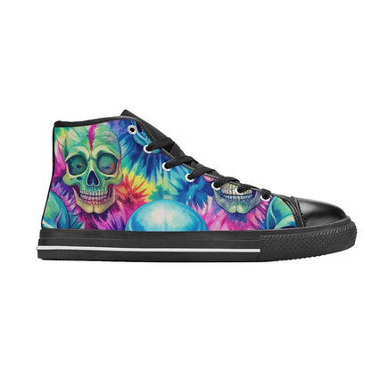 MEN'S Tie Dye Skulls Print High Top Canvas Aesthetic Sneakers