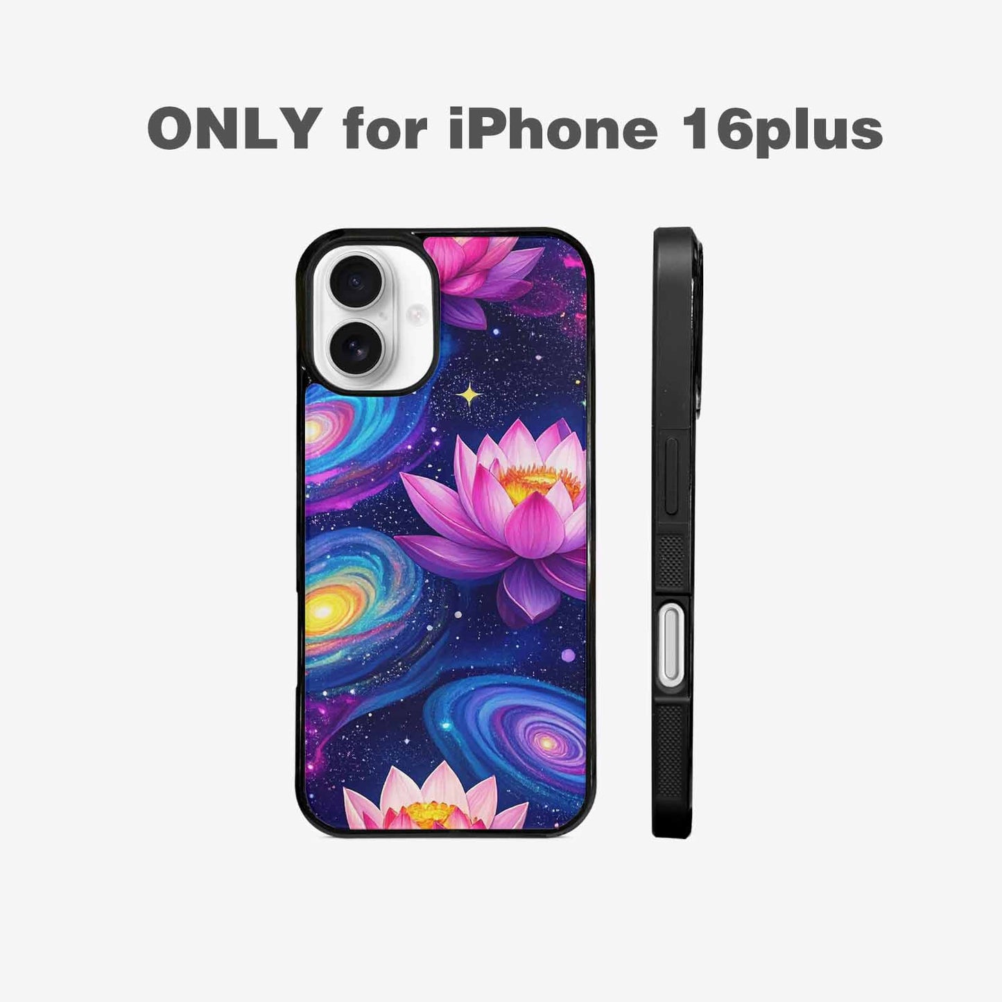 iPhone 16 Plus Case — Lotus Galaxy Art Seamless Pattern Vibrant, Custom Print Case Cover