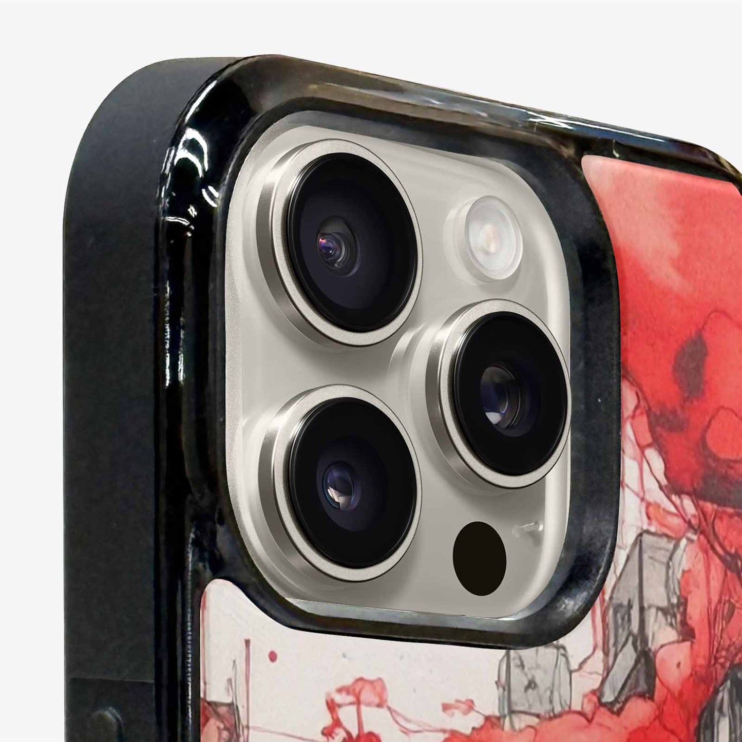 iPhone 15 Pro Max Case — Liminal Space Fragment Black Red Ink, Original Design Phone Case