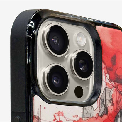 iPhone 15 Pro Max Case — Liminal Space Fragment Black Red Ink, Original Design Phone Case