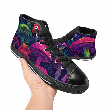 MEN'S Psychedelic Mushroom High Top Canvas Dark Academia Custom Sneakers