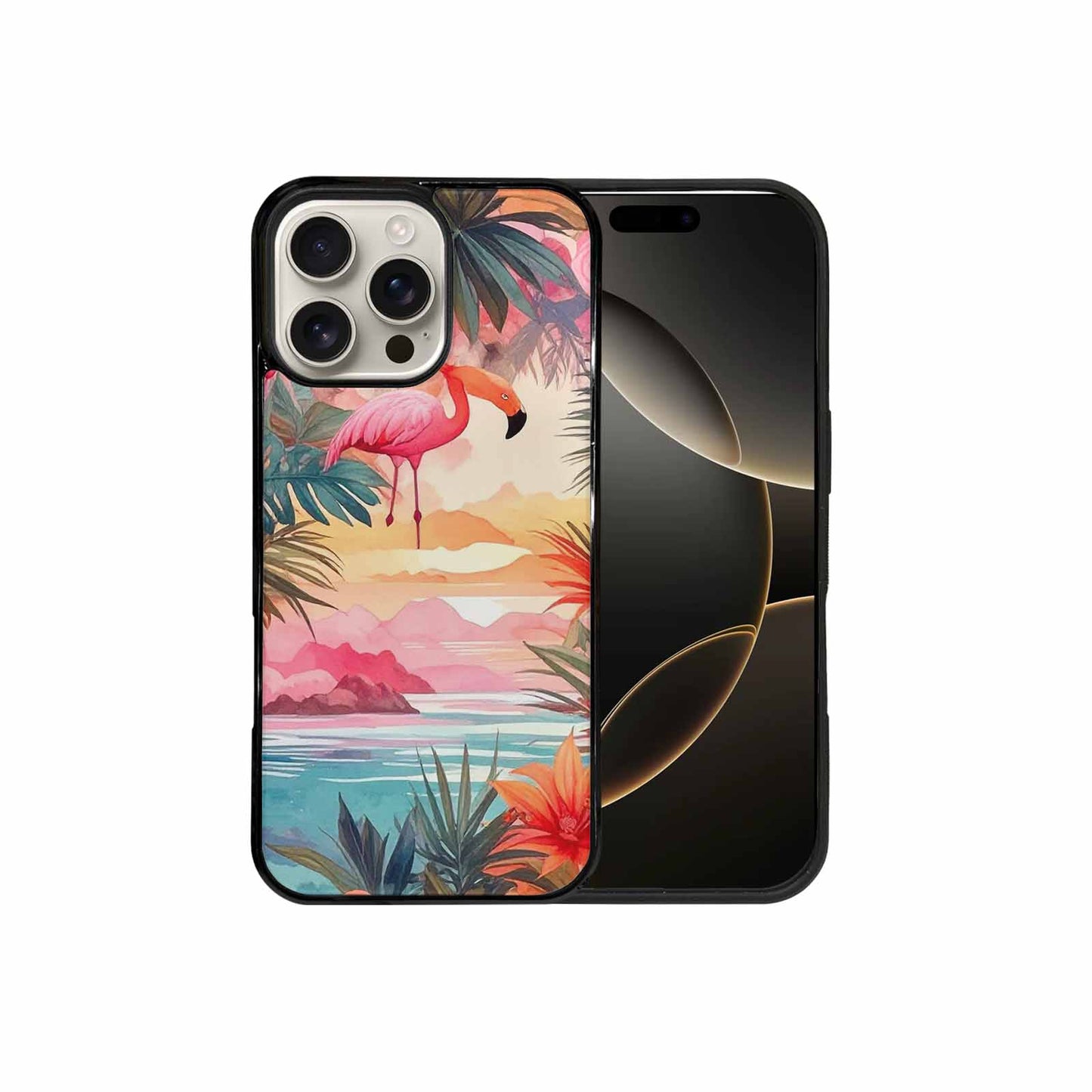 iPhone 16 Pro Max Case — Flamingo Tropical Flamingo Tropical Pattern Hundreds, Custom Art Phone Cover