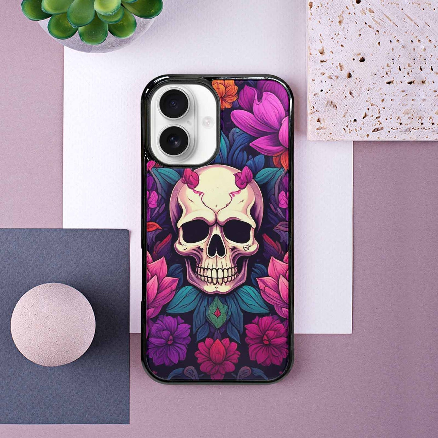 iPhone 16 Case — Lotus Many Hundreds Of Skulls Art, Custom Art Phone Cover