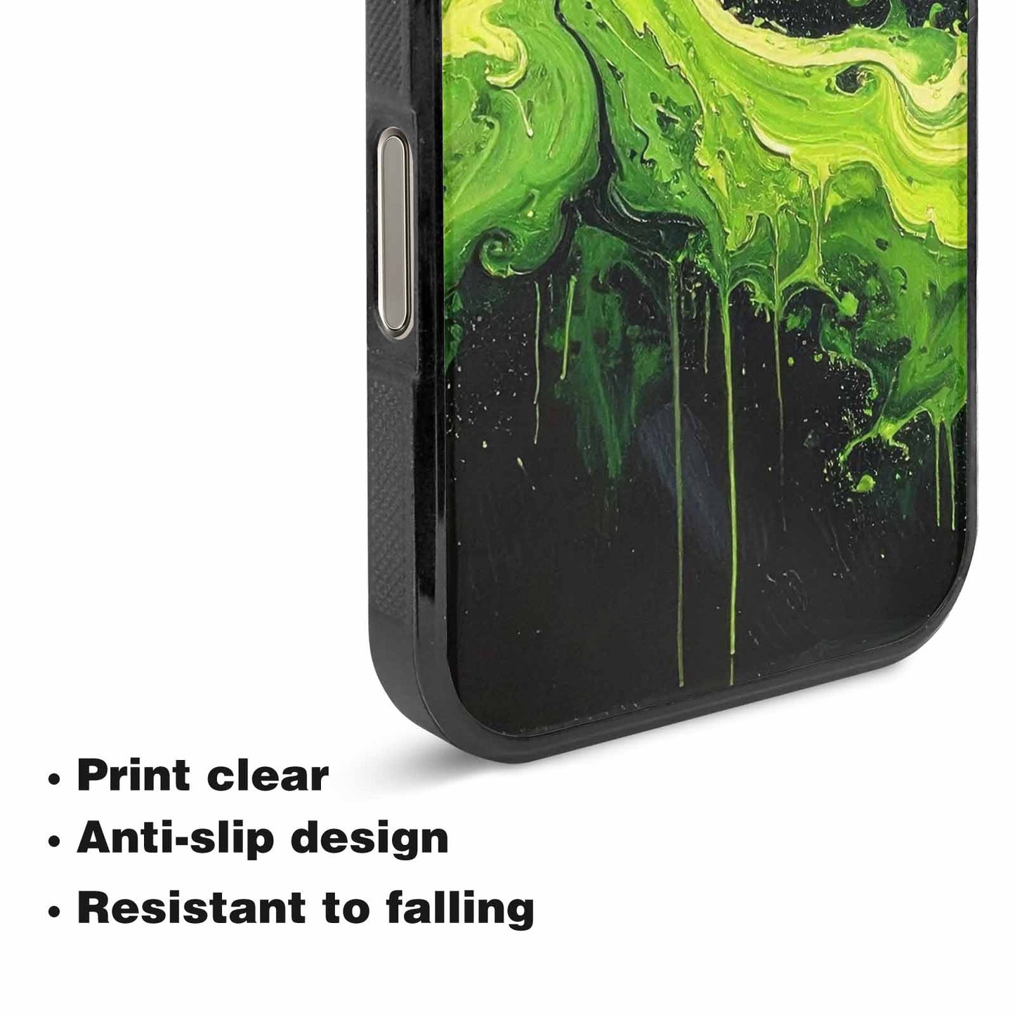iPhone 16 Pro Max Case — Melting Galaxy Acid Green, Custom Printed Phone Case