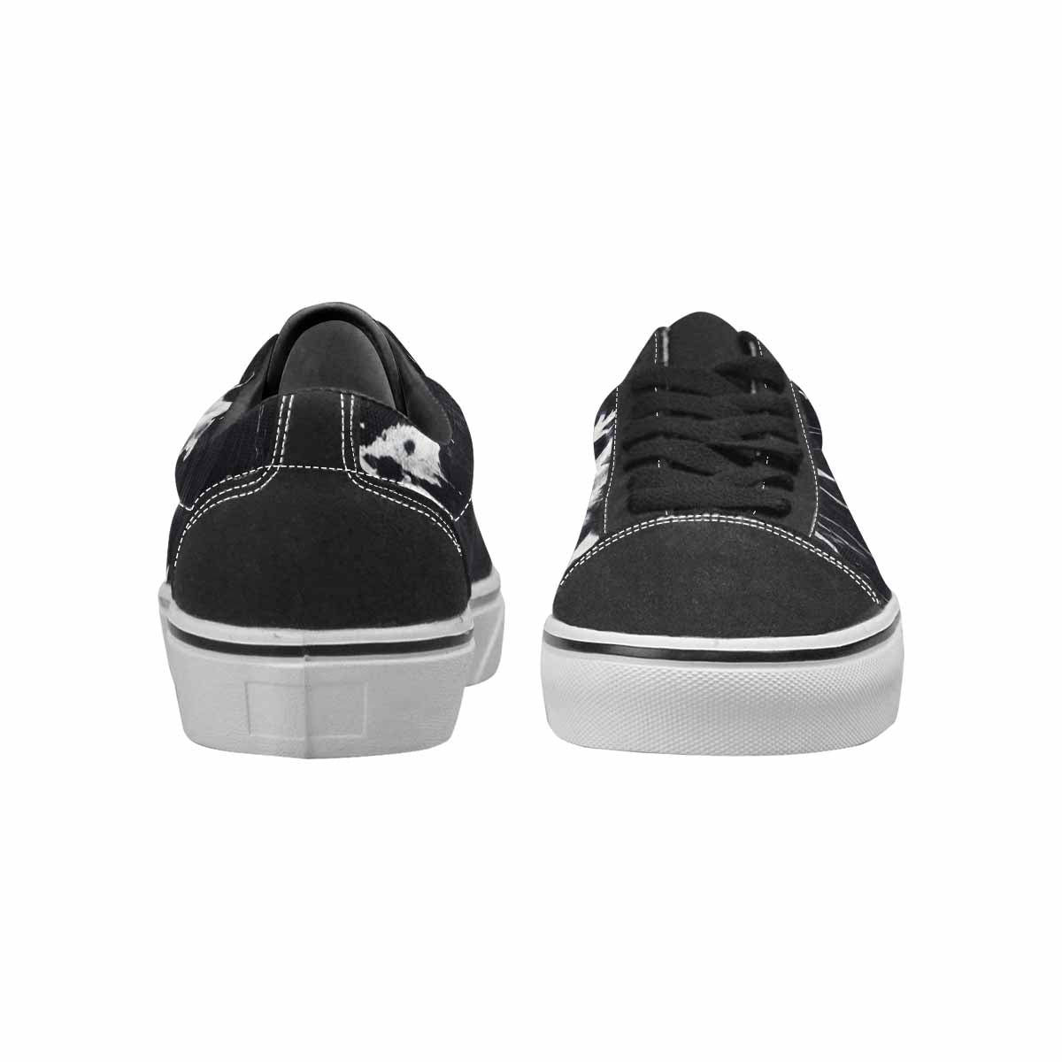 WOMEN'S Black White Animal Print Canvas Lace-Up Cottagecore Custom Sneakers