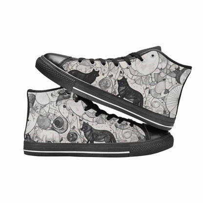 MEN'S Wolves Everywhere Collage High Top Canvas Wallpaper Art Sneakers