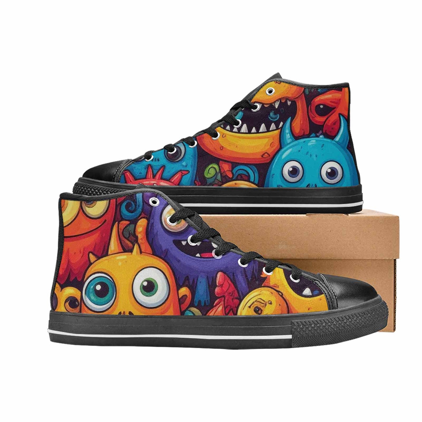 MEN'S Cartoon Monster Character High Top Canvas Vivid Custom Shoes