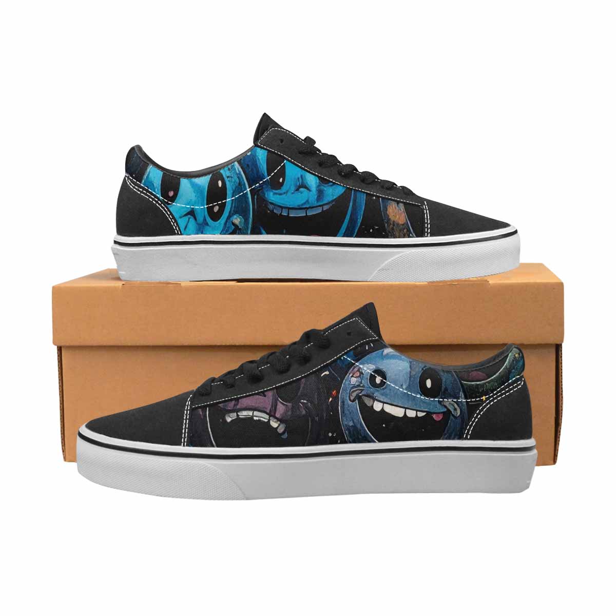 WOMEN'S Melting Moon Smiley Lace-Up Canvas Cottagecore Sneakers