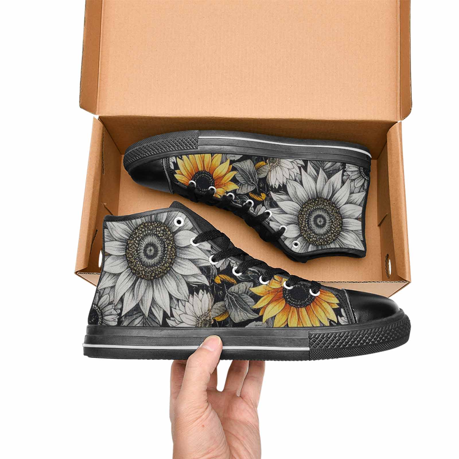 MEN'S Sunflower High Top Canvas Cottagecore Shoes