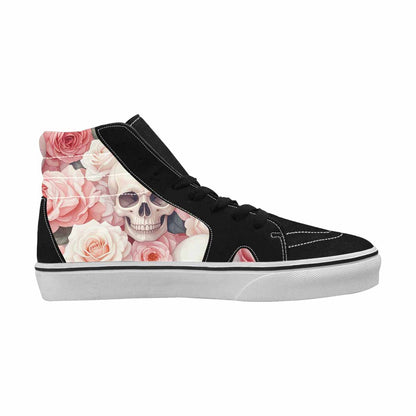 WOMEN'S Skulls Roses Soft Airbrush High Top Canvas Wallpaper Art Shoes