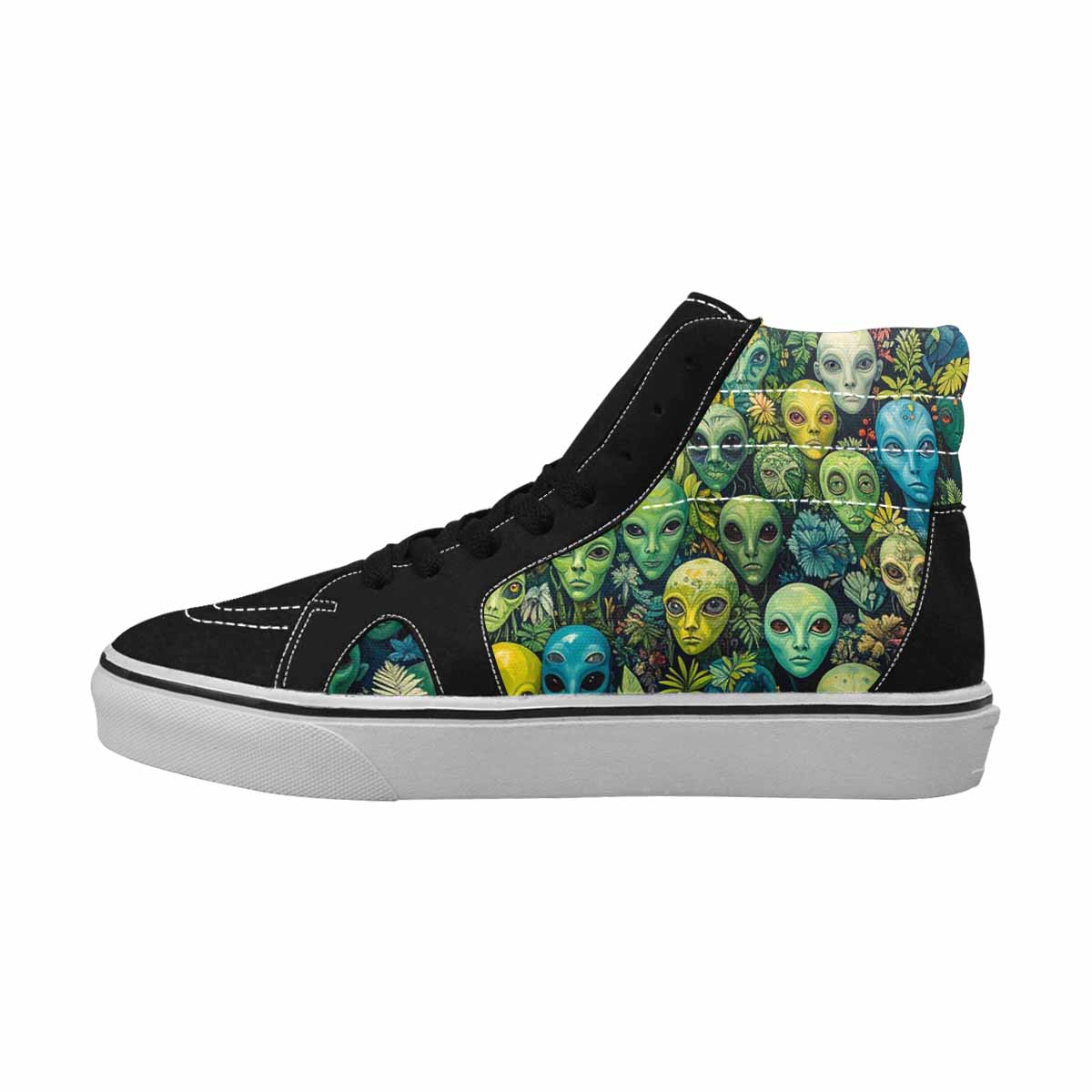 MEN'S Aliens High Top Canvas Kaleidoscope Custom Sneakers