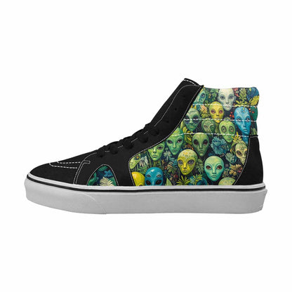 MEN'S Aliens High Top Canvas Kaleidoscope Custom Sneakers
