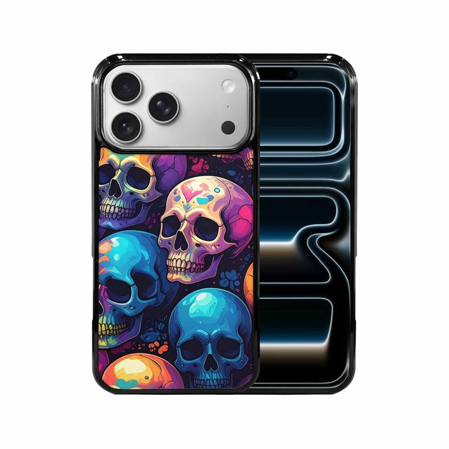 iPhone 17 Pro Max Case — Iridescent Millions Of Gothic Skulls, Custom Designed Case Cover
