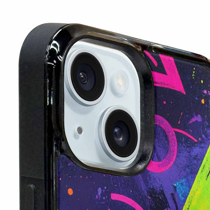iPhone 15 Case — Memphis Squiggles Triangles Dots, Custom Designed Case Cover