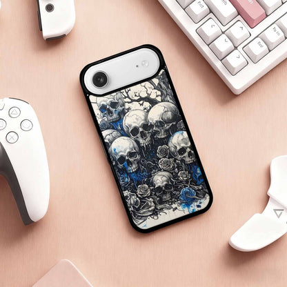 iPhone 17 Air Case — Black Blue Ink Skull And Gothic, Custom Art Phone Cover