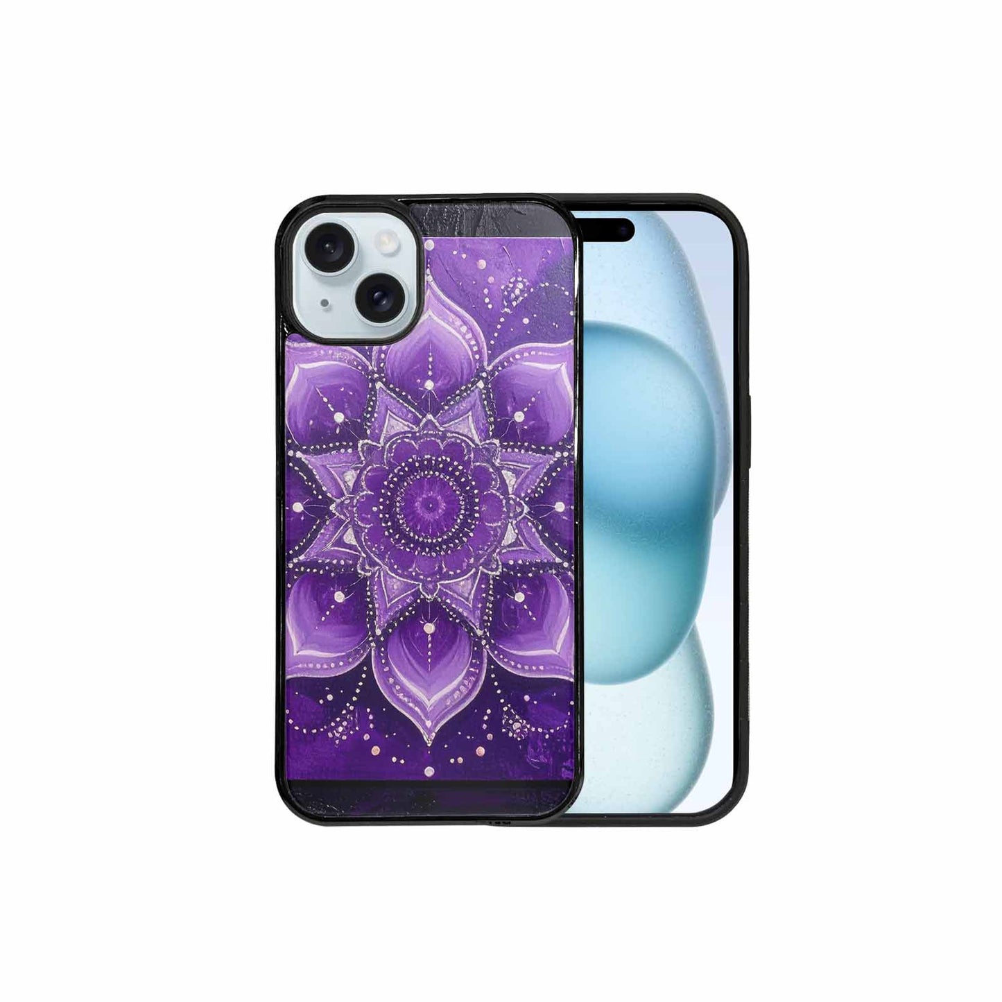 iPhone 15 Plus Case — Purple Mandala Bohemian Print Edge To, Customized Protective Case
