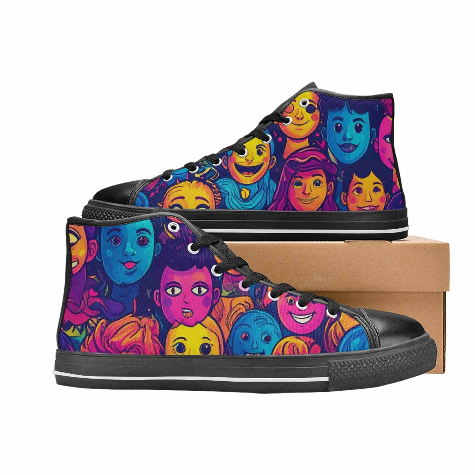 WOMEN'S Funny Looking Cartoon High Top Canvas Aesthetic Custom Shoes