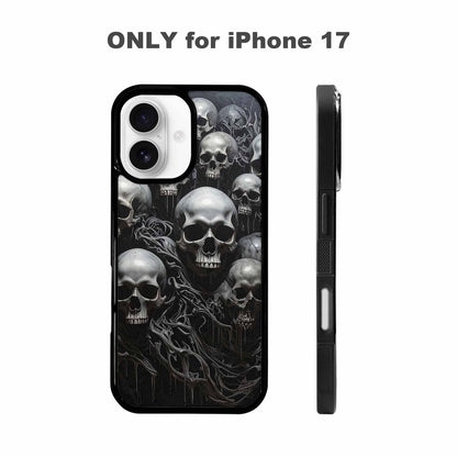 iPhone 17 Case — Grey Dark Black And Gothic Skulls, Custom Designed Case Cover
