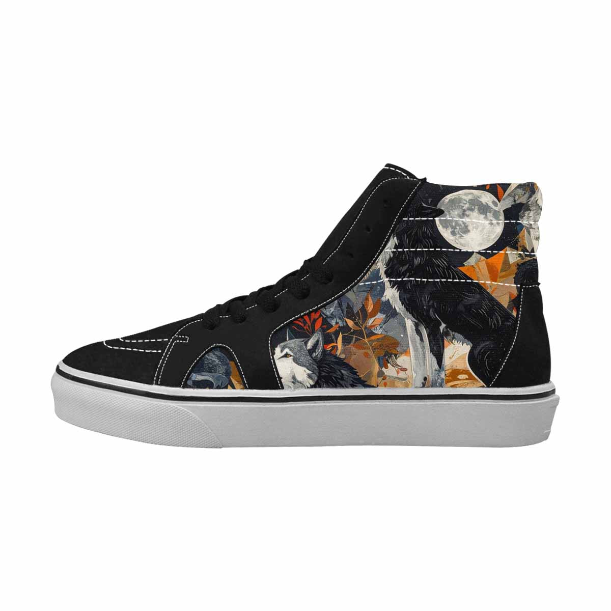 WOMEN'S Wolf Silhouette Moon High Top Canvas Surreal Sneakers