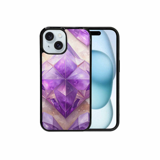 iPhone 15 Case — Amethyst Crystal Art Pattern, Custom Made Phone Cover