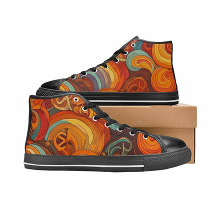 MEN'S Groovy 70S Peace High Top Canvas Neon Fantasy Shoes