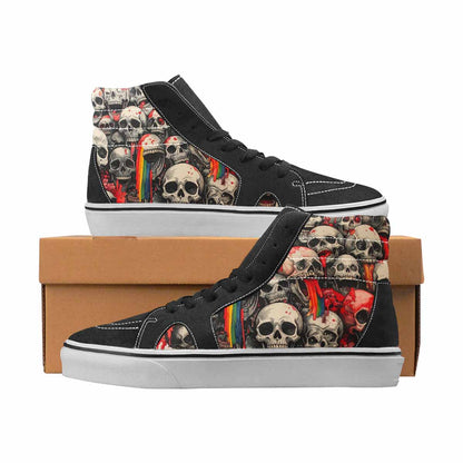 WOMEN'S Skulls Black & Red Ink High Top Canvas Made To Order Wallpaper Art Original Art Sneakers