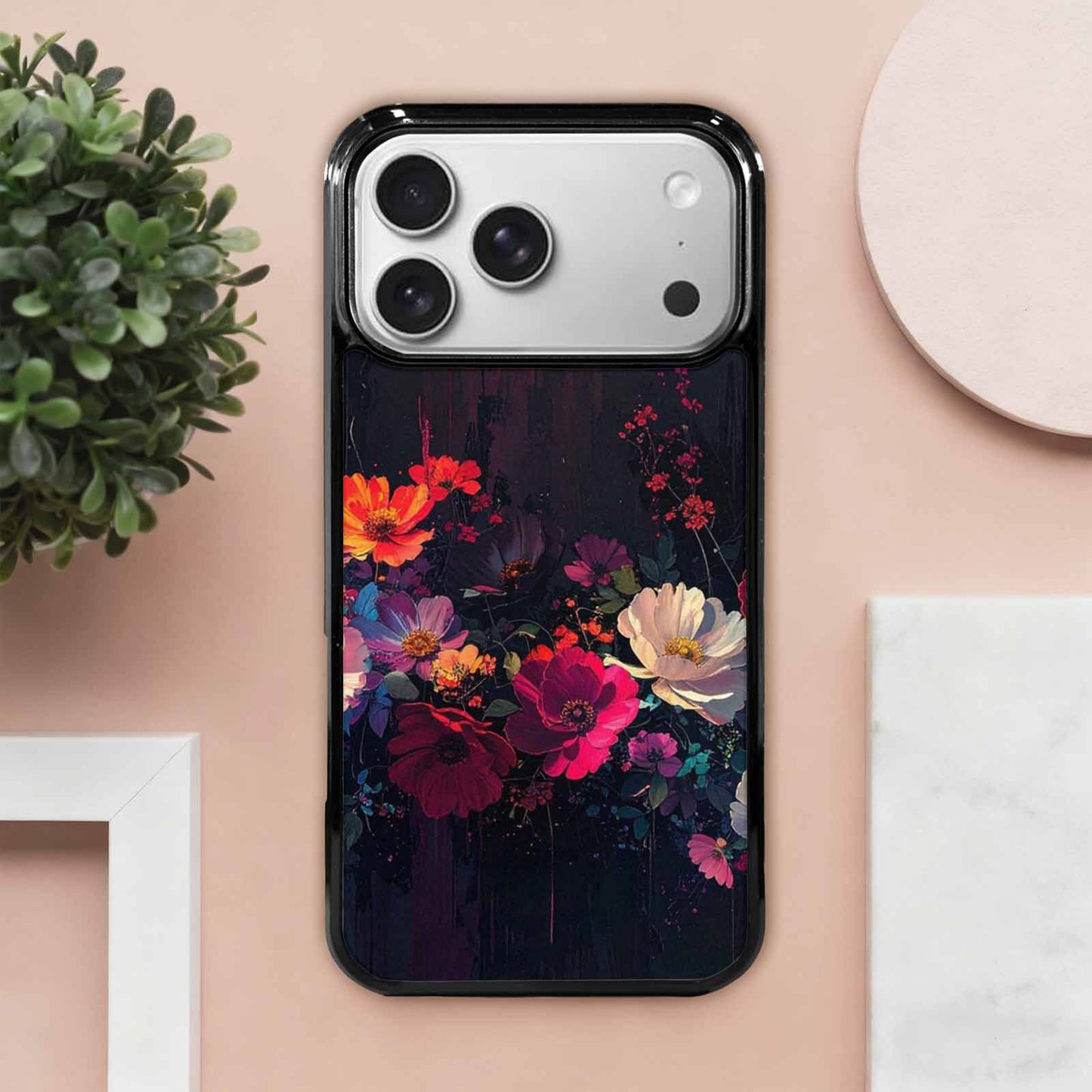 iPhone 17 Pro Max Case — Shadowy Glitch Floral Pattern Floral, Customized Protective Case