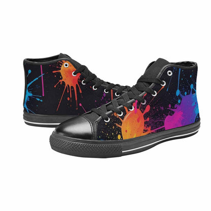 WOMEN'S Paint Splatter High Top Canvas Vibrant Chaos Custom Sneakers