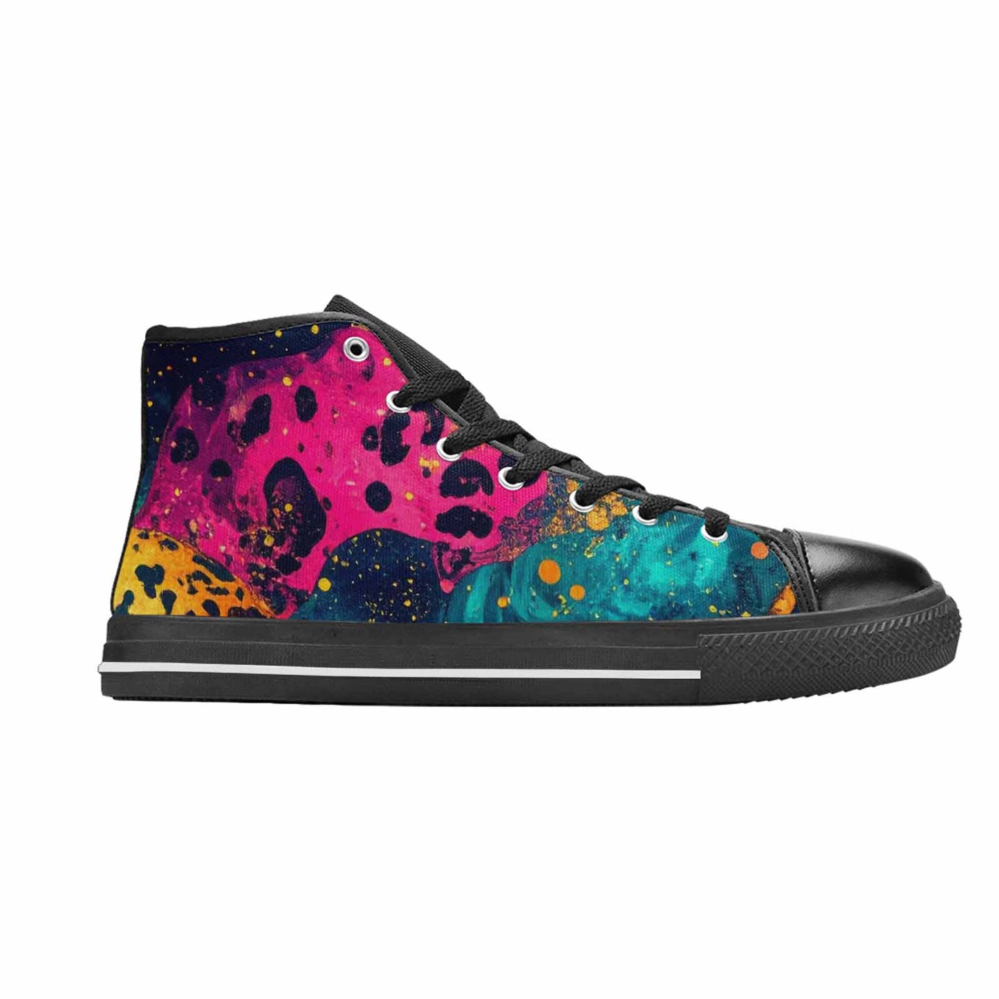 WOMEN'S Leopard Print Galaxy High Top Canvas Dark Academia Custom Shoes