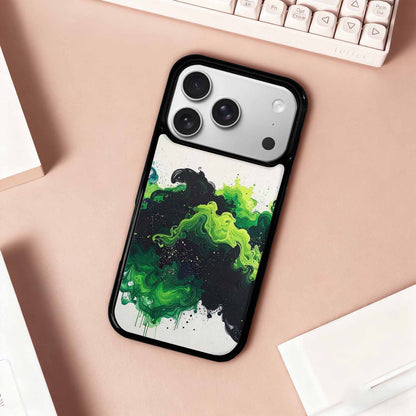 iPhone 17 Pro Case — Black Green Ink Galaxy Nebula Galaxy, Custom Designed Case Cover