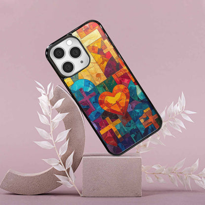 iPhone 15 Pro Max Case — Faith Cross And Faith Icons Pattern, Customized Protective Case
